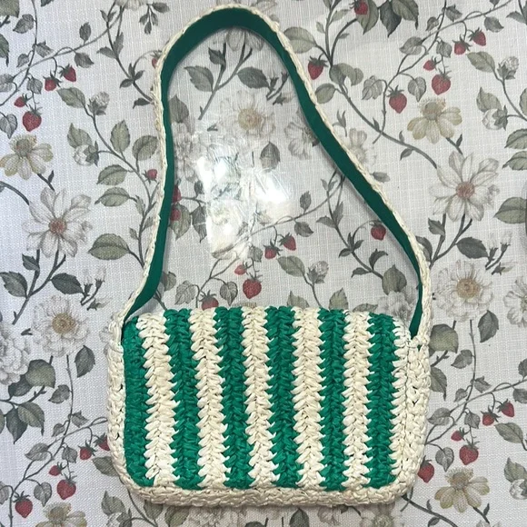 Anthropologie Striped Raffia Shoulder Bag - Picture 3 of 14